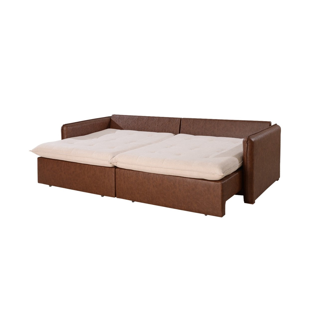 Compacto confortável Sofá Retrátil Sem Caixa Molas Pocket Ensacadas Individualmente, Pillow Top, Espuma D35 Hiper Soft no tecido Veludo Bege Creme e Couro Ecológico Marrom Caramelo, opções medidas: 1,60m, 1,80m, 2,00m, 2,20m, 2,40m e 2,60m, pouca profundidade, 95cm fechado e 1,40m aberto, braço fino pequeno 0,10m/ 10cm - Grand Mobile Móveis - Loja de Móveis e Decorações no bairro da Mooca e Tatuapé na cidade de São Paulo no estado de SP
