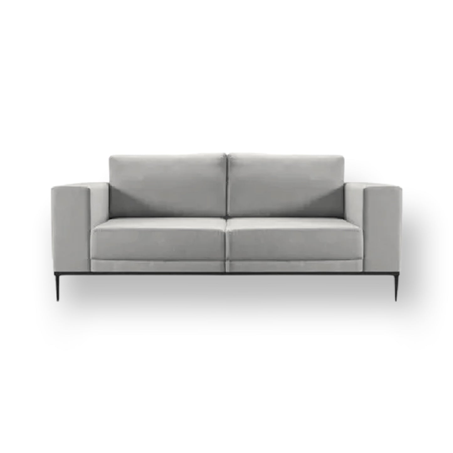 Sofá Now fixo living estilo design moderno contemporâneo industrial medidas 2,20m, 2,50m, 2,70m, 3, 4 e 5 lugares braços 20cm base e pés ferro metal aço preto espuma d33 molas bonnel tecido linho cinza claro – Grand Mobile Móveis – Loja de Móveis e Decorações no bairro da Mooca e Tatuapé na cidade de São Paulo no estado de SP
