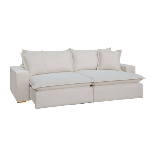 Sofá retrátil reclinável Napo com almofadas e encosto soltas, espuma HR33 e sistema de molas multimolas (incluindo molas Bonnel, espiral e pocket ensacadas), pillow top e tecido de linho cru. Disponível em diversas medidas, incluindo 1,90m, 2,10m, 2,30m, 2,50m, 2,70m, 2,90m e tamanhos maiores. Encontre na Grand Mobile Móveis, sua loja de móveis e decorações em Mooca e Tatuapé, São Paulo, SP.