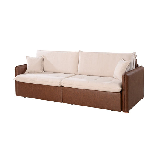 Compacto confortável Sofá Retrátil Sem Caixa Molas Pocket Ensacadas Individualmente, Pillow Top, Espuma D35 Hiper Soft no tecido Veludo Bege Creme e Couro Ecológico Marrom Caramelo, opções medidas: 1,60m, 1,80m, 2,00m, 2,20m, 2,40m e 2,60m, pouca profundidade, 95cm fechado e 1,40m aberto, braço fino pequeno 0,10m/ 10cm - Grand Mobile Móveis - Loja de Móveis e Decorações no bairro da Mooca e Tatuapé na cidade de São Paulo no estado de SP