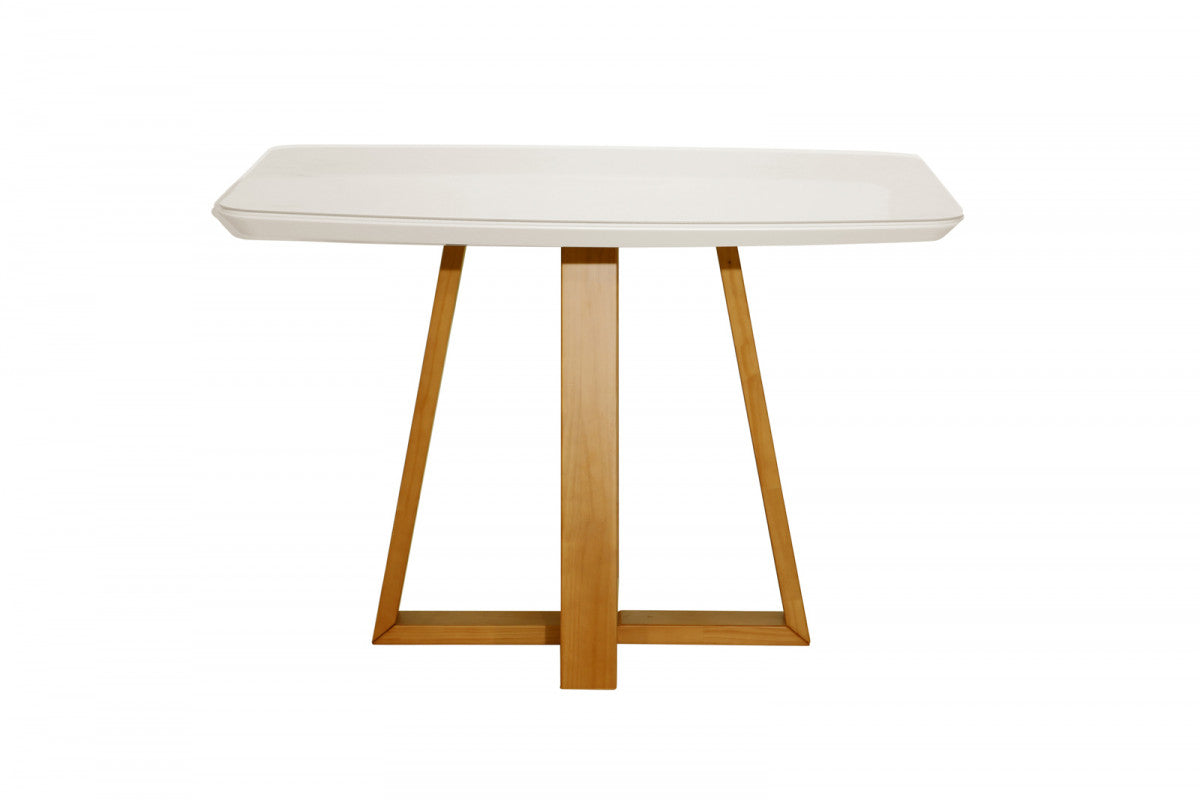 Mesa Retangular Bennett Madeira Cinamomo Laca Off White e Vidro 1,15 x 0,90 m - Grand Mobile Móveis - Loja de Móveis - Mooca, Tatuapé, Água Rasa