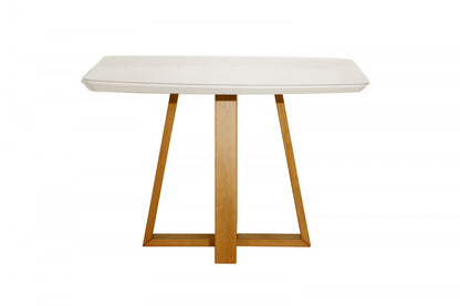 Mesa Retangular Bennett Madeira Cinamomo Laca Off White e Vidro 1,15 x 0,90 m - Grand Mobile Móveis - Loja de Móveis - Mooca, Tatuapé, Água Rasa
