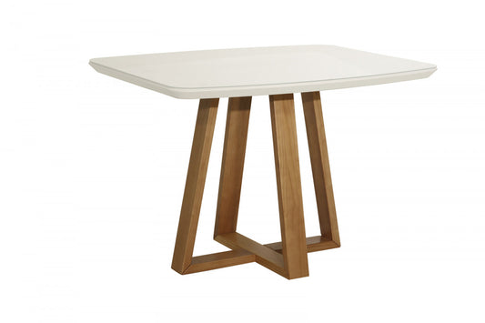Mesa Retangular Bennett Madeira Cinamomo Laca Off White e Vidro 1,15 x 0,90 m - Grand Mobile Móveis - Loja de Móveis - Mooca, Tatuapé, Água Rasa