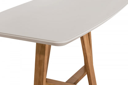 Mesa Retangular Bennett Madeira Cinamomo Laca Off White e Vidro 1,15 x 0,90 m - Grand Mobile Móveis - Loja de Móveis - Mooca, Tatuapé, Água Rasa
