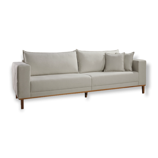 Sofá Living Fixo New Braços Matelassê Linho Cru Bege Claro Medidas 1,70m (2 lugares), 2,30m (3 lugares) e 2,70m (4 lugares) - Grand Mobile Móveis - Loja de Móveis e Decorações no bairro da Mooca e Tatuapé na cidade de São Paulo no estado de SP