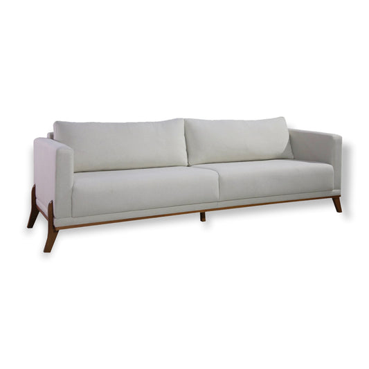 Sofá Living Fixo Moderno Milo Linho Cru Espuma D33 Molas Pocket Base Pés Madeira Tauari Medidas 1,85m, 2,35m e 2,65m 4, 3 e 2 lugares- Grand Mobile Móveis - Loja de Móveis e Decorações no bairro da Mooca e Tatuapé na cidade de São Paulo no estado de SP