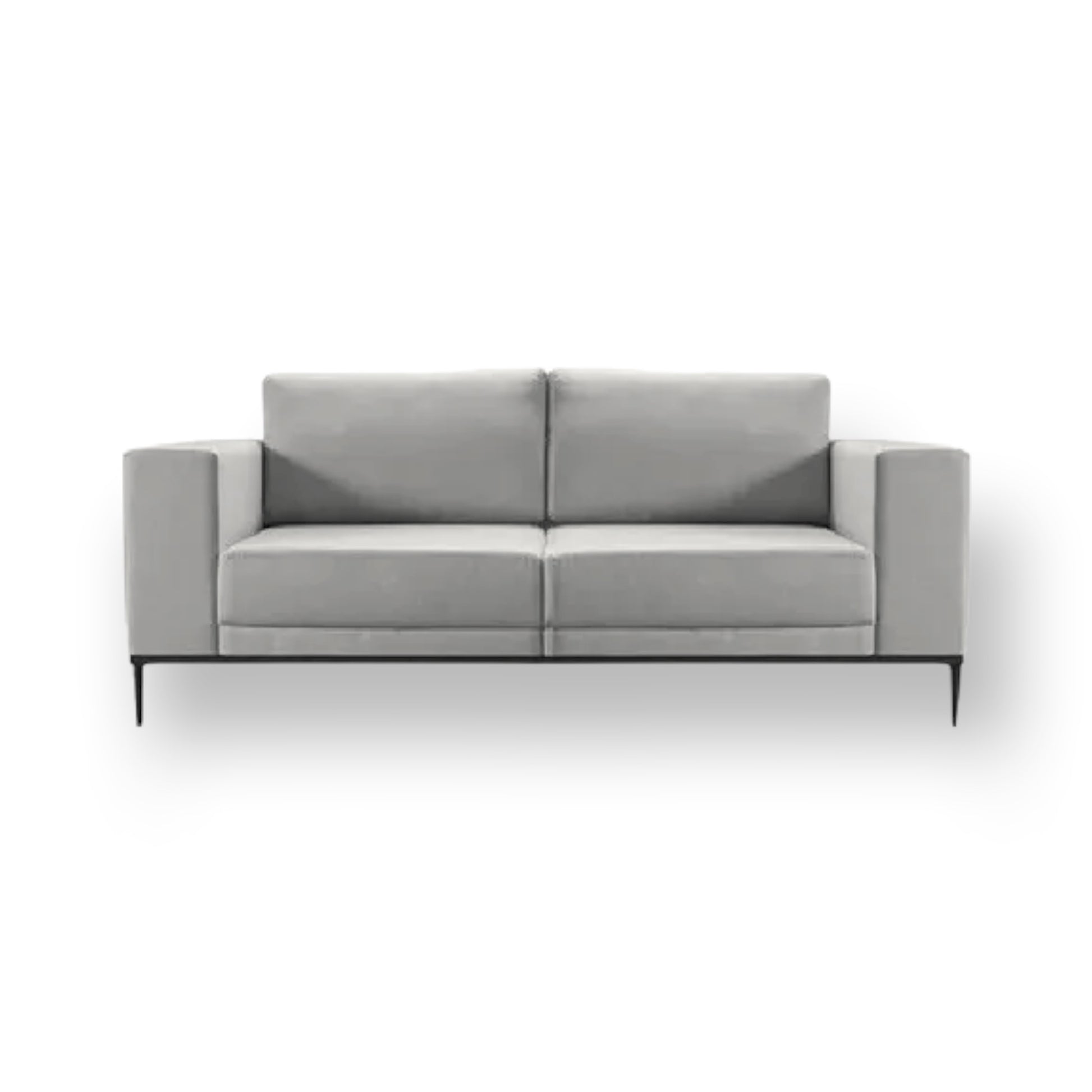 Sofá Now fixo living estilo design moderno contemporâneo industrial medidas 2,20m, 2,50m, 2,70m, 3, 4 e 5 lugares braços 20cm base e pés ferro metal aço preto espuma d33 molas bonnel tecido linho cinza claro – Grand Mobile Móveis – Loja de Móveis e Decorações no bairro da Mooca e Tatuapé na cidade de São Paulo no estado de SP
