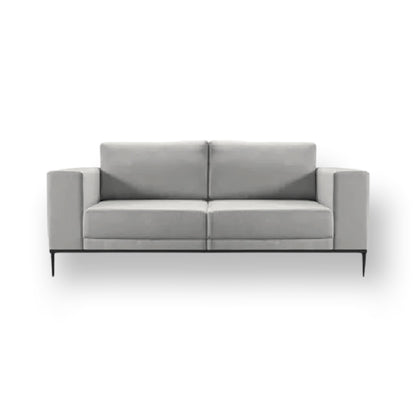 Sofá Now fixo living estilo design moderno contemporâneo industrial medidas 2,20m, 2,50m, 2,70m, 3, 4 e 5 lugares braços 20cm base e pés ferro metal aço preto espuma d33 molas bonnel tecido linho cinza claro – Grand Mobile Móveis – Loja de Móveis e Decorações no bairro da Mooca e Tatuapé na cidade de São Paulo no estado de SP