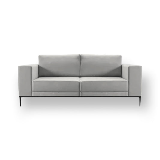 Sofá Now fixo living estilo design moderno contemporâneo industrial medidas 2,20m, 2,50m, 2,70m, 3, 4 e 5 lugares braços 20cm base e pés ferro metal aço preto espuma d33 molas bonnel tecido linho cinza claro – Grand Mobile Móveis – Loja de Móveis e Decorações no bairro da Mooca e Tatuapé na cidade de São Paulo no estado de SP