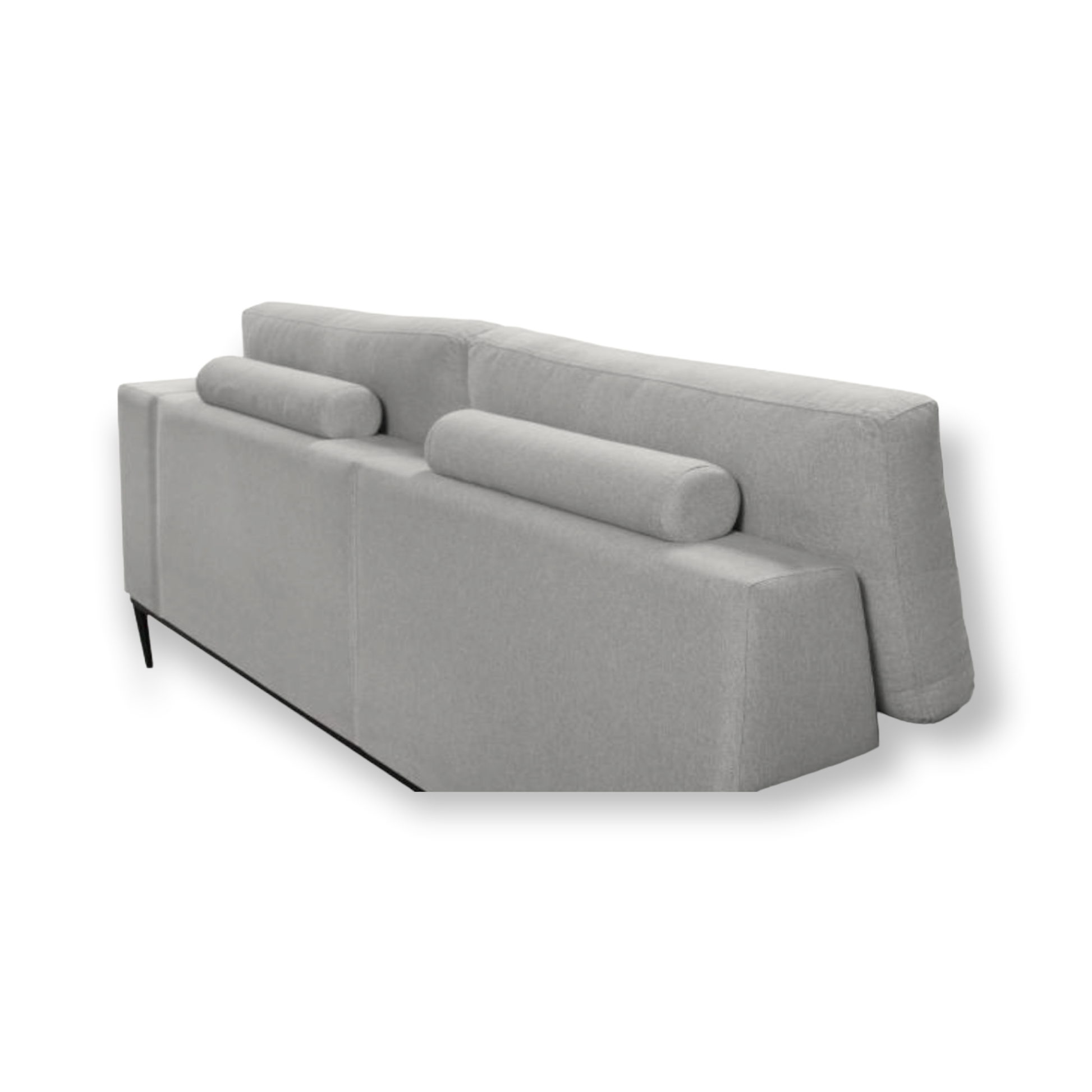 Sofá Now fixo living estilo design moderno contemporâneo industrial medidas 2,20m, 2,50m, 2,70m, 3, 4 e 5 lugares braços 20cm base e pés ferro metal aço preto espuma d33 molas bonnel tecido linho cinza claro – Grand Mobile Móveis – Loja de Móveis e Decorações no bairro da Mooca e Tatuapé na cidade de São Paulo no estado de SP