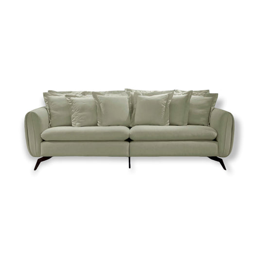 Sofá Pablo fixo living estilo design retrô industrial contemporâneo tecido linho cru medidas 4, 3 e 2 lugares, 2,00m, 2,40m e 2,80m, espuma soft D33, almofadas decorativas, base pés ferro preto – Grand Mobile Móveis – Loja de Móveis e Decorações no bairro da Mooca e Tatuapé no bairro da Mooca e Tatuapé na cidade de São Paulo no estado de SP