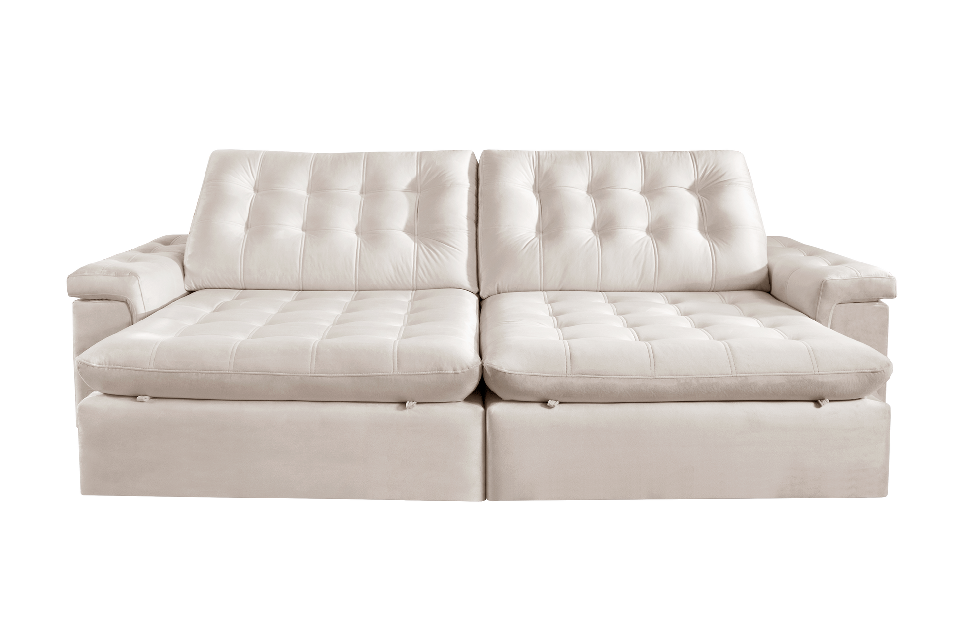 Sofá Retrátil Reclinável Dub Veludo Creme Branco Claro Várias Medidas 1,90m, 2,10m, 2,30m, 2,50m, 2,70m, 2,90m - Grand Mobile Móveis - Loja de Móveis e Decorações no bairro da Mooca e Tatuapé na cidade de São Paulo no estado de SP