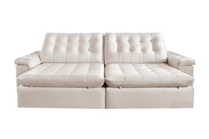 Sofá Retrátil Reclinável Dub Veludo Creme Branco Claro Várias Medidas 1,90m, 2,10m, 2,30m, 2,50m, 2,70m, 2,90m - Grand Mobile Móveis - Loja de Móveis e Decorações no bairro da Mooca e Tatuapé na cidade de São Paulo no estado de SP