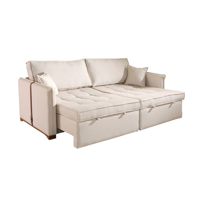 Sofá Retrátil Sem Caixa Veludo Bege Claro Pillow Top Max Almofadas Encosto Soltas Detalhe Couro Braços Várias opções de medidas: 1,64m (2 assento 0,70m), 1,84m (2 assentos 0,80m), 2,04m (2 assentos 0,90m), 2,24m (2 assentos 1,00m), 2,44m (2 assentos 1,10m), 2,64m (2 assentos 1,20m) 0,95m profundidade fechado, 1,40m aberto, espuma D28, molas, pillow top, braço pequeno fino 0,12m - Grand Mobile Móveis - Loja de Móveis e Decorações no bairro da Mooca e Tatuapé na cidade de São Paulo no estado de SP